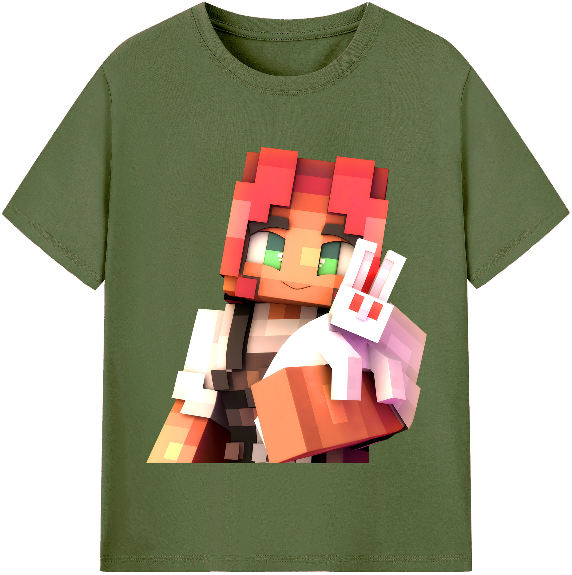 （画像用） マインクラフト ブロックの世界 Minecraft MC Block world 綿100％半袖Tシャツ（フロントプリント）
